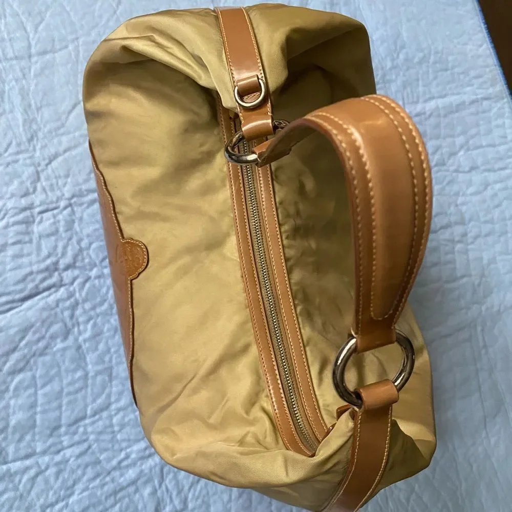 PRADA Authentic Y2K TESSUTO NYLON TAN BORSA Leather Handle Jumbo Hobo Limited